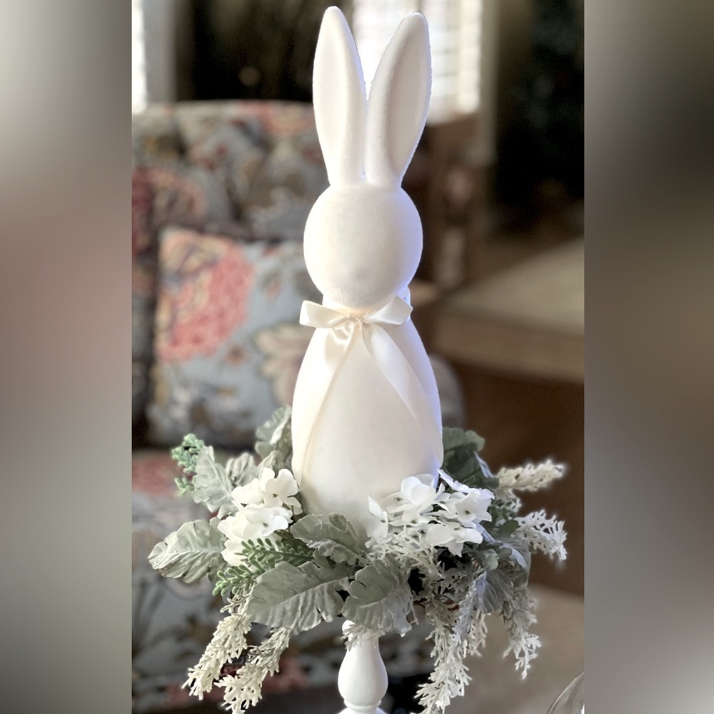 Flocked Bunny~White~16”~Rare